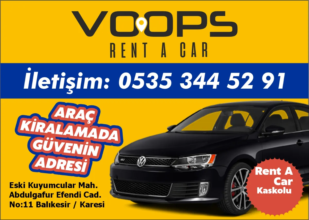 Balıkesir araç kiralama, Balıkesir oto kiralama, Balıkesir rent a car,voops rent a car, voops oto kiralama 